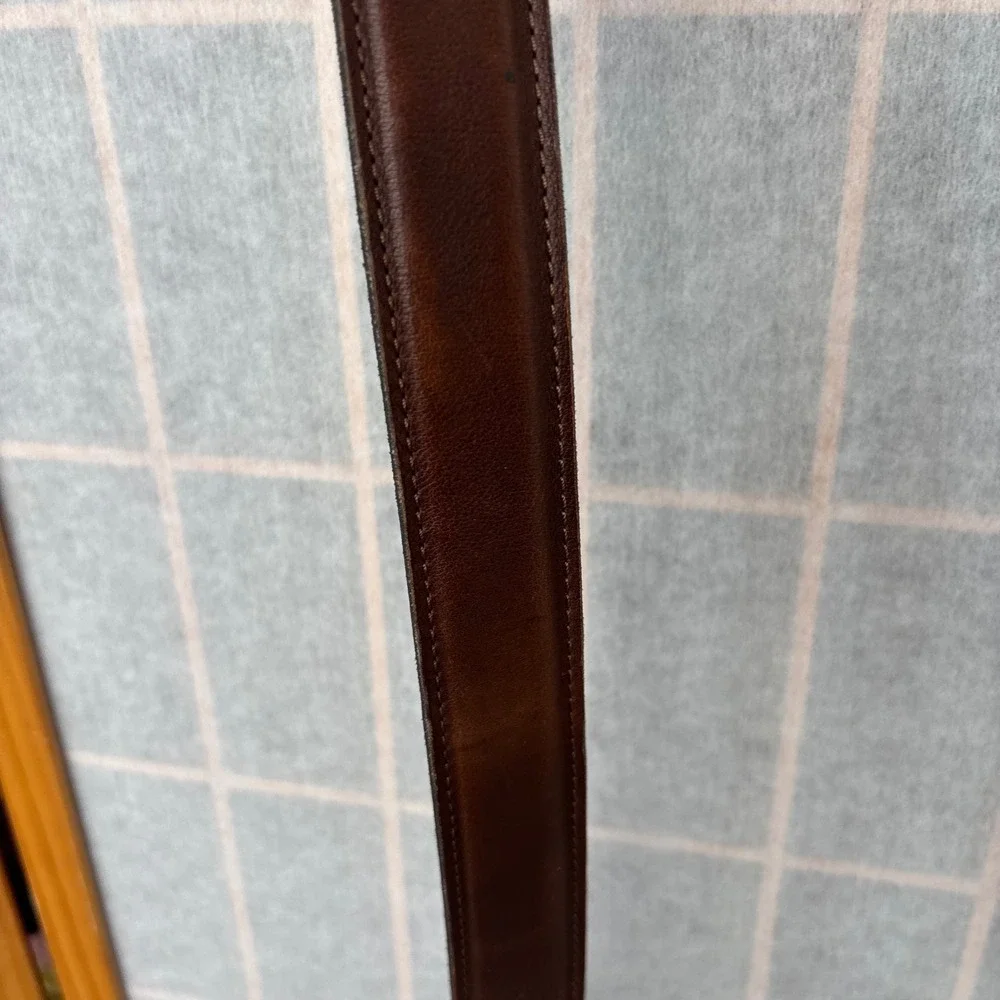 LL BEAN Mens Genuine Leather Belt Dark Brown Brass Buckle Made in Turkey Casual
